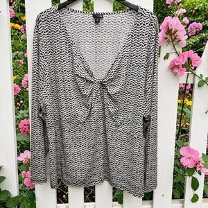 East 5th Cinched Bust Blouse Womens 5X Gray Flora V-Neck Corporate Chic Y2K